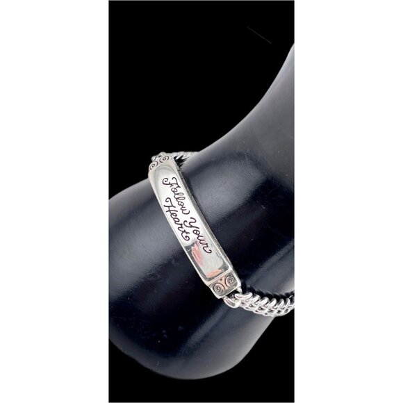 Brighton Follow Your Heart Silver Bar ID Bracelet 7"-8” - Picture 4 of 5